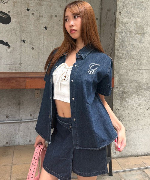 mindseeker girls(マインドシーカーガールズ)の「Rhinestone Lettering Denim Set / レタリングラインストーンデニムセット 2点セット(デニムジャケット・レディース・インディゴブルー・FREE)」の11枚目の写真