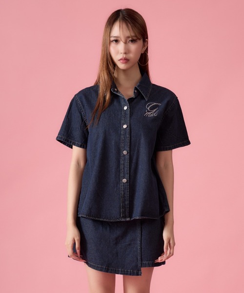 mindseeker girls(マインドシーカーガールズ)の「Rhinestone Lettering Denim Set / レタリングラインストーンデニムセット 2点セット(デニムジャケット・レディース・インディゴブルー・FREE)」の5枚目の写真