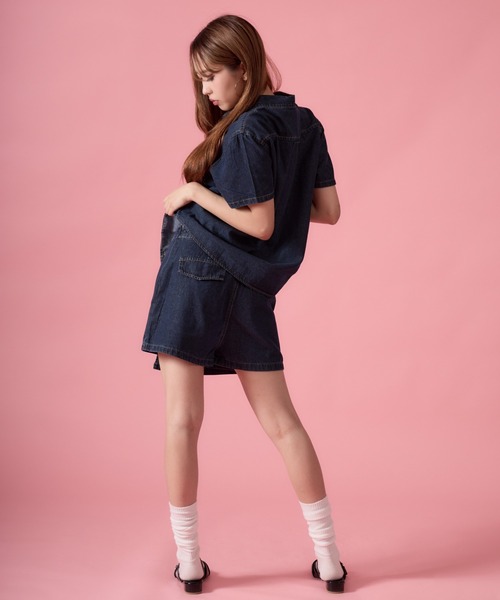 mindseeker girls(マインドシーカーガールズ)の「Rhinestone Lettering Denim Set / レタリングラインストーンデニムセット 2点セット(デニムジャケット・レディース・インディゴブルー・FREE)」の10枚目の写真