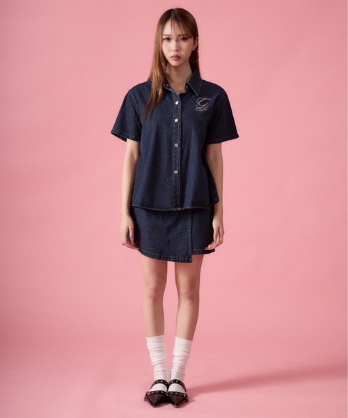 mindseeker girls(マインドシーカーガールズ)の「Rhinestone Lettering Denim Set / レタリングラインストーンデニムセット 2点セット(デニムジャケット・レディース・インディゴブルー・FREE)」の8枚目の写真
