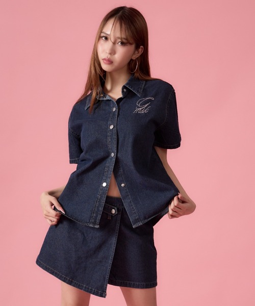 mindseeker girls(マインドシーカーガールズ)の「Rhinestone Lettering Denim Set / レタリングラインストーンデニムセット 2点セット(デニムジャケット・レディース・インディゴブルー・FREE)」の22枚目の写真
