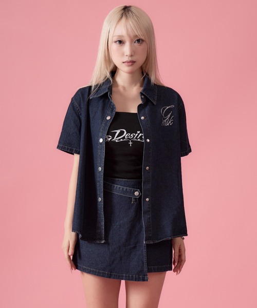 mindseeker girls(マインドシーカーガールズ)の「Rhinestone Lettering Denim Set / レタリングラインストーンデニムセット 2点セット(デニムジャケット・レディース・インディゴブルー・FREE)」の13枚目の写真