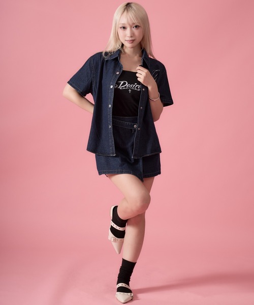 mindseeker girls(マインドシーカーガールズ)の「Rhinestone Lettering Denim Set / レタリングラインストーンデニムセット 2点セット(デニムジャケット・レディース・インディゴブルー・FREE)」の19枚目の写真