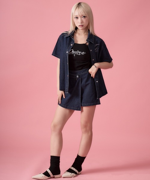 mindseeker girls(マインドシーカーガールズ)の「Rhinestone Lettering Denim Set / レタリングラインストーンデニムセット 2点セット(デニムジャケット・レディース・インディゴブルー・FREE)」の18枚目の写真