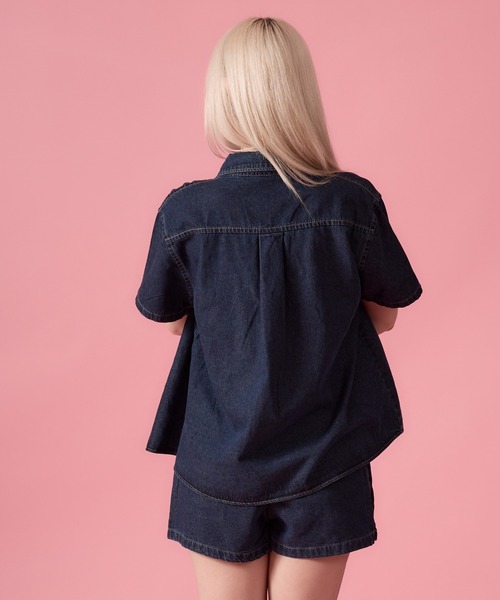 mindseeker girls(マインドシーカーガールズ)の「Rhinestone Lettering Denim Set / レタリングラインストーンデニムセット 2点セット(デニムジャケット・レディース・インディゴブルー・FREE)」の15枚目の写真