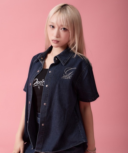 mindseeker girls(マインドシーカーガールズ)の「Rhinestone Lettering Denim Set / レタリングラインストーンデニムセット 2点セット(デニムジャケット・レディース・インディゴブルー・FREE)」の16枚目の写真