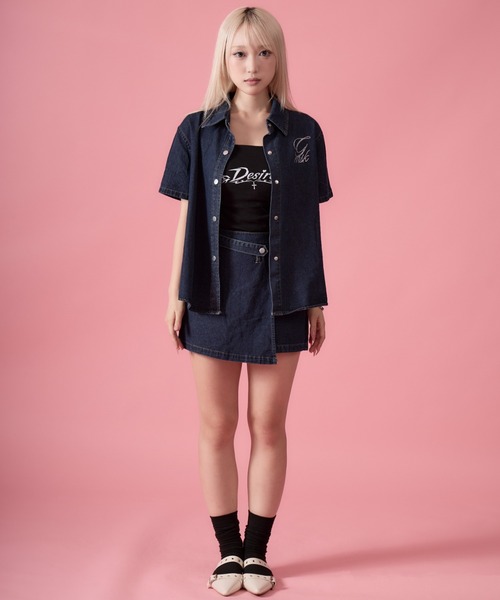 mindseeker girls(マインドシーカーガールズ)の「Rhinestone Lettering Denim Set / レタリングラインストーンデニムセット 2点セット(デニムジャケット・レディース・インディゴブルー・FREE)」の17枚目の写真