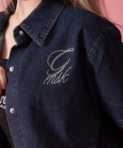 mindseeker girls(マインドシーカーガールズ)の「Rhinestone Lettering Denim Set / レタリングラインストーンデニムセット 2点セット(デニムジャケット・レディース・インディゴブルー・FREE)」の12枚目の写真