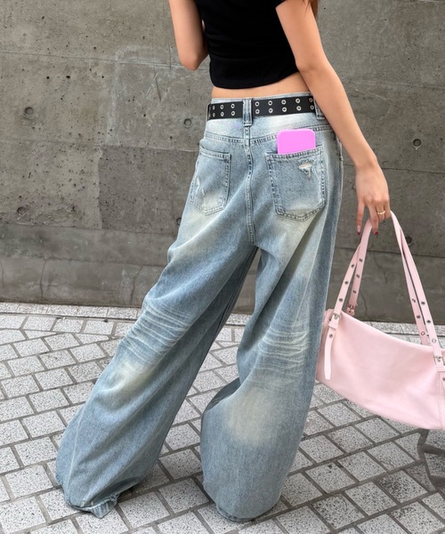 mindseeker girls(マインドシーカーガールズ)の「Vintage Zirconia Distressed Denim / ヴィンテージジルコニアダメージデニム(デニムパンツ・レディース・ライトブルー・S/M)」の6枚目の写真