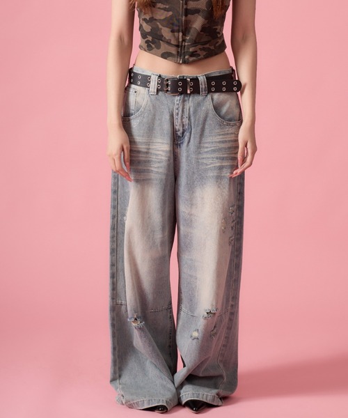 mindseeker girls(マインドシーカーガールズ)の「Vintage Zirconia Distressed Denim / ヴィンテージジルコニアダメージデニム(デニムパンツ・レディース・ライトブルー・S/M)」の7枚目の写真