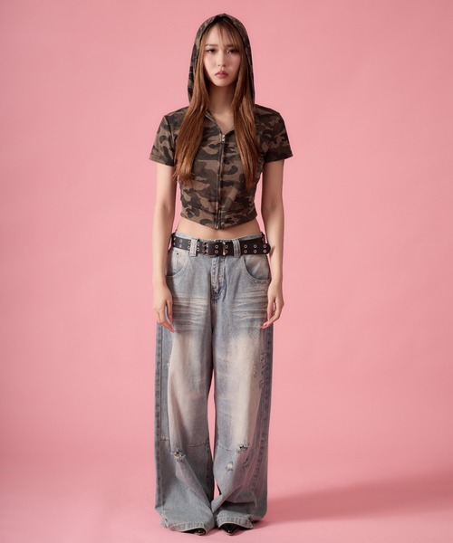 mindseeker girls(マインドシーカーガールズ)の「Vintage Zirconia Distressed Denim / ヴィンテージジルコニアダメージデニム(デニムパンツ・レディース・ライトブルー・S/M)」の12枚目の写真