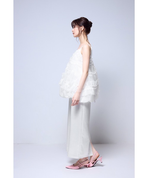 niana(ニアナ)の「オーガンザフリルバルーンキャミ パーティードレス オケージョンドレス 結婚式 二次会 同窓会 成人式 お呼ばれワンピース(ドレス・レディース・ホワイト/ブラック・S/M)」の7枚目の写真