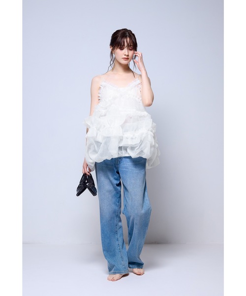 niana(ニアナ)の「オーガンザフリルバルーンキャミ パーティードレス オケージョンドレス 結婚式 二次会 同窓会 成人式 お呼ばれワンピース(ドレス・レディース・ホワイト/ブラック・S/M)」の9枚目の写真