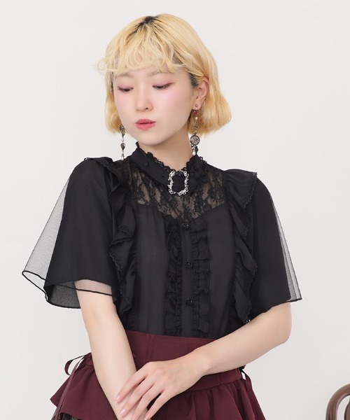axes femme POETIQUE（アクシーズファムポエティック）の「チョーカー風フリルブラウス（シャツ/ブラウス・レディース・ホワイト/サックスブルー/ブラック・MEDIUM）」の2枚目の写真