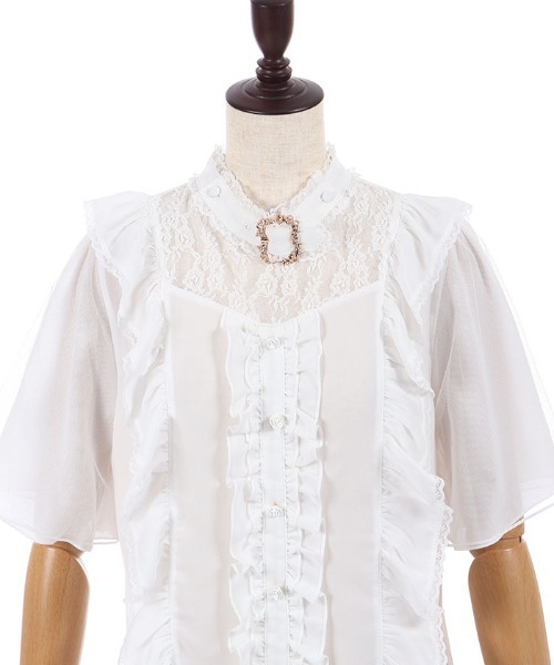axes femme POETIQUE（アクシーズファムポエティック）の「チョーカー風フリルブラウス（シャツ/ブラウス・レディース・ホワイト/サックスブルー/ブラック・MEDIUM）」の7枚目の写真