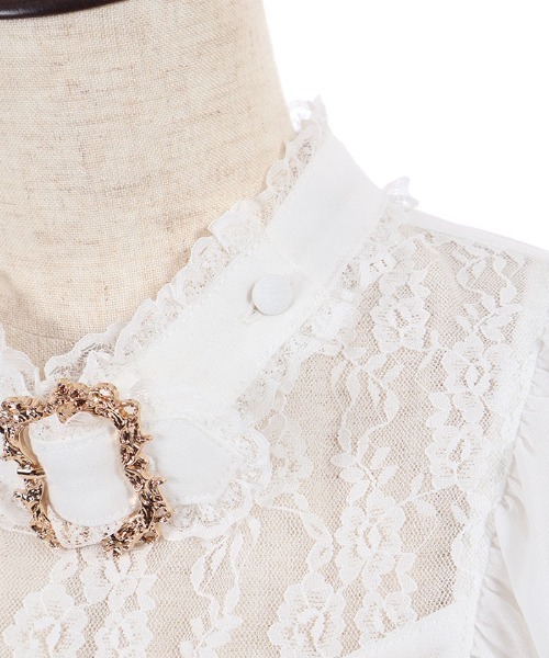 axes femme POETIQUE（アクシーズファムポエティック）の「チョーカー風フリルブラウス（シャツ/ブラウス・レディース・ホワイト/サックスブルー/ブラック・MEDIUM）」の8枚目の写真