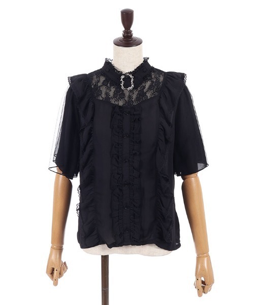 axes femme POETIQUE（アクシーズファムポエティック）の「チョーカー風フリルブラウス（シャツ/ブラウス・レディース・ホワイト/サックスブルー/ブラック・MEDIUM）」の12枚目の写真