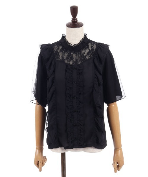 axes femme POETIQUE（アクシーズファムポエティック）の「チョーカー風フリルブラウス（シャツ/ブラウス・レディース・ホワイト/サックスブルー/ブラック・MEDIUM）」の16枚目の写真