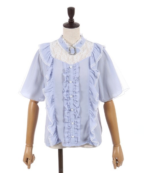 axes femme POETIQUE（アクシーズファムポエティック）の「チョーカー風フリルブラウス（シャツ/ブラウス・レディース・ホワイト/サックスブルー/ブラック・MEDIUM）」の19枚目の写真