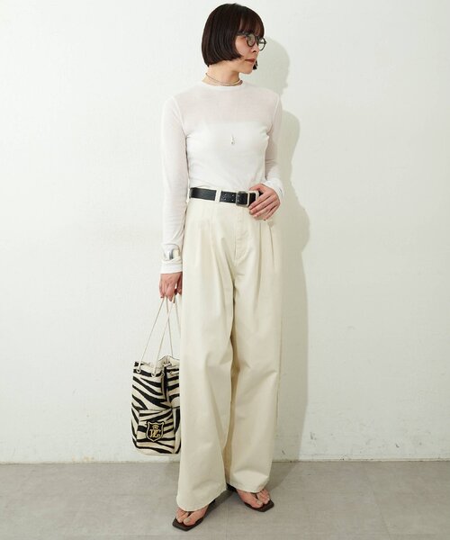 Whim Gazette（ウィムガゼット）の「コットン強撚フライスプルオーバー（Tシャツ/カットソー・レディース・ブラック/オフホワイト・FREE）」の20枚目の写真