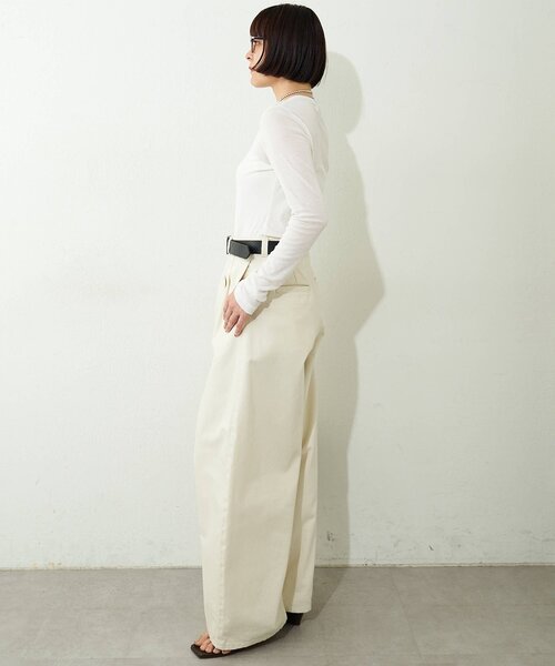 Whim Gazette（ウィムガゼット）の「コットン強撚フライスプルオーバー（Tシャツ/カットソー・レディース・ブラック/オフホワイト・FREE）」の21枚目の写真