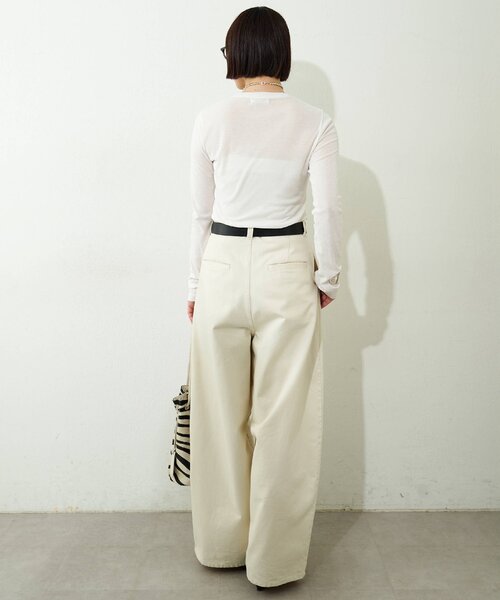 Whim Gazette（ウィムガゼット）の「コットン強撚フライスプルオーバー（Tシャツ/カットソー・レディース・ブラック/オフホワイト・FREE）」の14枚目の写真
