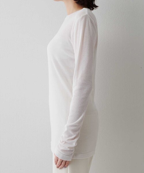 Whim Gazette（ウィムガゼット）の「コットン強撚フライスプルオーバー（Tシャツ/カットソー・レディース・ブラック/オフホワイト・FREE）」の13枚目の写真