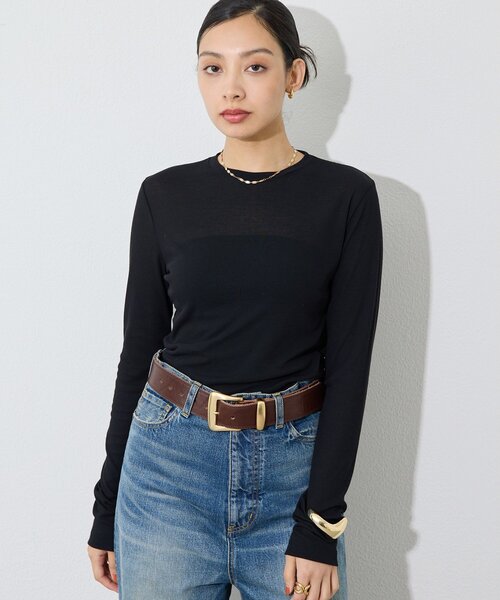 Whim Gazette（ウィムガゼット）の「コットン強撚フライスプルオーバー（Tシャツ/カットソー・レディース・ブラック/オフホワイト・FREE）」の18枚目の写真