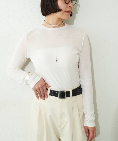 Whim Gazette（ウィムガゼット）の「コットン強撚フライスプルオーバー（Tシャツ/カットソー・レディース・ブラック/オフホワイト・FREE）」の17枚目の写真