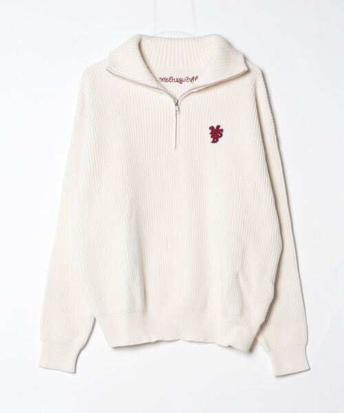 My sugar Babe（マイシュガーベイブ）の「rib knit half zip（ニット/セーター・メンズ・サックスブルー/アイボリー/ネイビー・MEDIUM）」の2枚目の写真