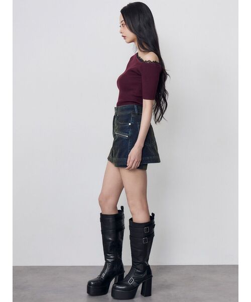 MURUA(ムルーア)の「レースドッキングワンショルダーニット(ニット/セーター・レディース・アイボリー/ボルドー/ブラック・FREE)」の22枚目の写真