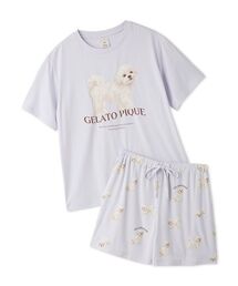 gelato pique（ジェラートピケ）の「【ONLINE限定】【接触冷感】【UVカット】お散歩ドッグワンポイントTシャツ&ショートパンツセット（ルームウェア/パジャマ）」