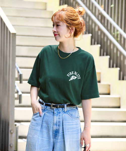 Russell Athletic(ラッセルアスレティック)の「ウォッシャブル / RUSSELL ATHLETIC / ラッセル アスレティック 別注 ロゴTEE(Tシャツ/カットソー・レディース・グリーン/チャコールグレー/ネイビー・FREE)」の13枚目の写真