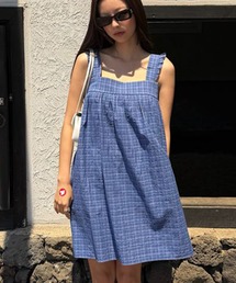 Girly Doll | チェック柄ギャザーキャミワンピース(ワンピース)