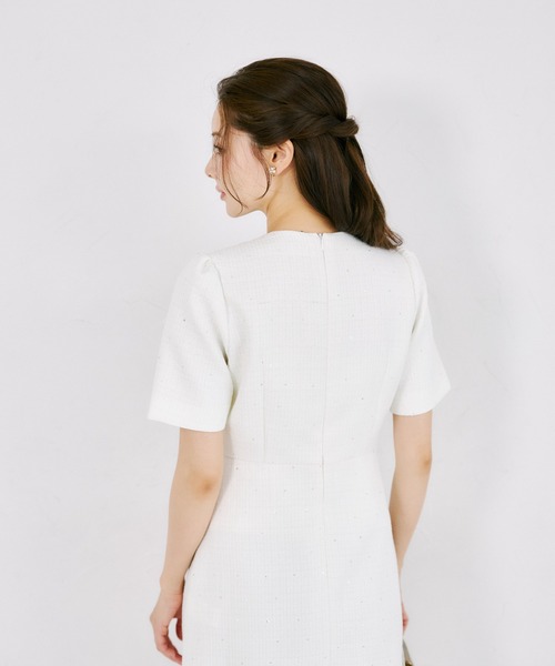 tocco closet(トッコ クローゼット)の「【S・Mサイズ展開】スパンコール入りラメツイードミニワンピース(ワンピース・レディース・オフホワイト/ブルー・M/S)」の6枚目の写真