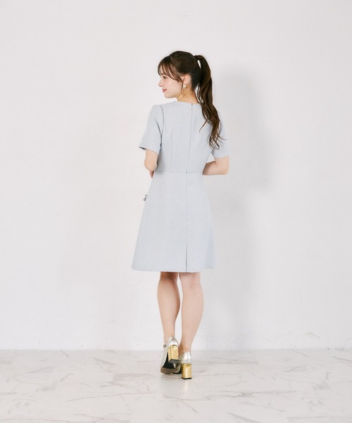 tocco closet(トッコ クローゼット)の「【S・Mサイズ展開】スパンコール入りラメツイードミニワンピース(ワンピース・レディース・オフホワイト/ブルー・M/S)」の9枚目の写真