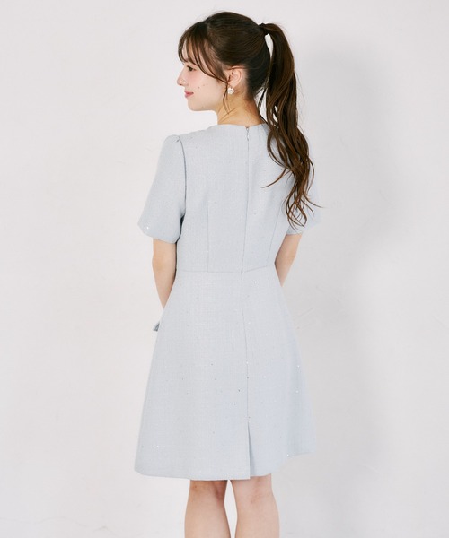tocco closet(トッコ クローゼット)の「【S・Mサイズ展開】スパンコール入りラメツイードミニワンピース(ワンピース・レディース・オフホワイト/ブルー・M/S)」の11枚目の写真