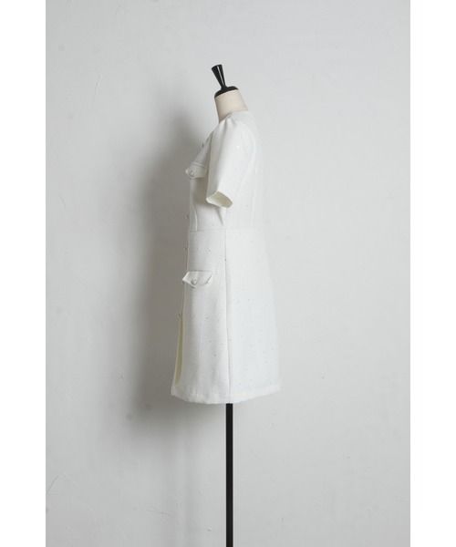 tocco closet(トッコ クローゼット)の「【S・Mサイズ展開】スパンコール入りラメツイードミニワンピース(ワンピース・レディース・オフホワイト/ブルー・M/S)」の17枚目の写真