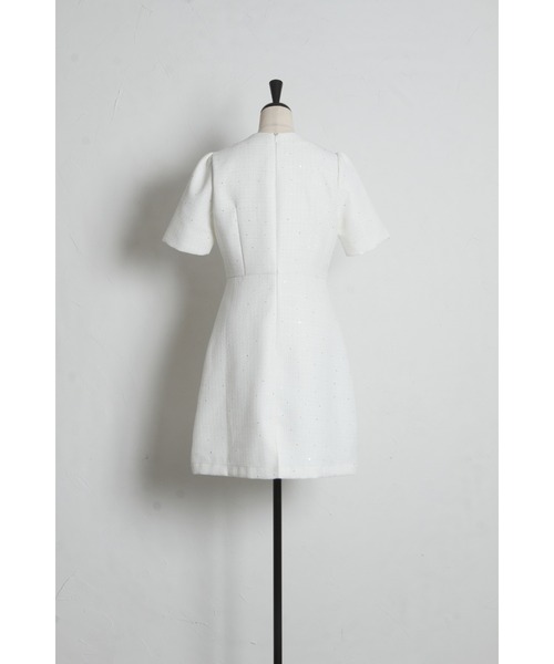 tocco closet(トッコ クローゼット)の「【S・Mサイズ展開】スパンコール入りラメツイードミニワンピース(ワンピース・レディース・オフホワイト/ブルー・M/S)」の18枚目の写真
