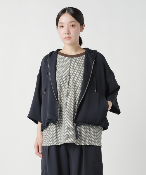 ZUCCa（ズッカ）の「(S)PE DOBBY CLOTH（カーディガン/ボレロ・レディース・ネイビー/ブラック・M size）」の3枚目の写真