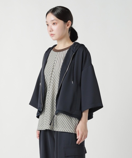 ZUCCa（ズッカ）の「(S)PE DOBBY CLOTH（カーディガン/ボレロ・レディース・ネイビー/ブラック・M size）」の4枚目の写真
