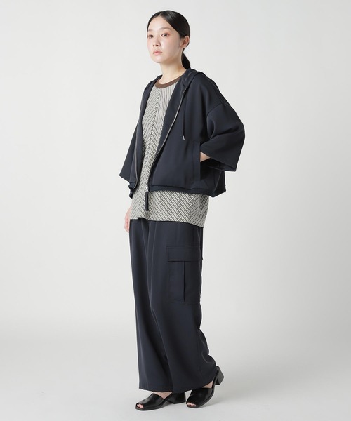 ZUCCa（ズッカ）の「(S)PE DOBBY CLOTH（カーディガン/ボレロ・レディース・ネイビー/ブラック・M size）」の7枚目の写真