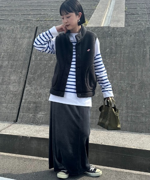 DANTON（ダントン）の「【WEB先行予約】[DANTON/ダントン] スタンドカラーボアベスト（ベスト・レディース・ベージュ/ブラック・S）」の3枚目の写真
