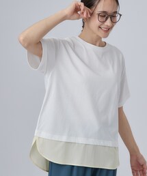 SHOO・LA・RUE | 【ひんやり/体型カバー/S-LL】インせず着られる 異素材ドッキングTシャツ(Tシャツ/カットソー)