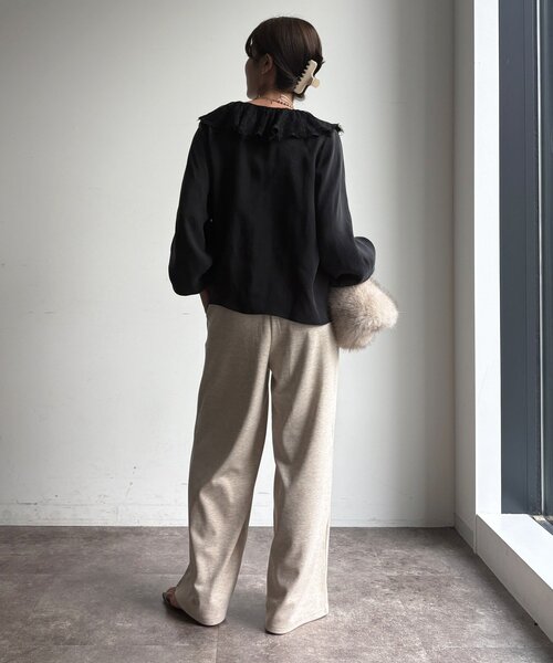 DouDou(ドゥドゥ)の「【WEB限定/セット着用可能】カシミアタッチスムースワイドパンツ(その他パンツ・レディース・ブラック/グレー/ベージュ・FREE)」の15枚目の写真