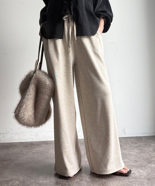 DouDou(ドゥドゥ)の「【WEB限定/セット着用可能】カシミアタッチスムースワイドパンツ(その他パンツ・レディース・ブラック/グレー/ベージュ・FREE)」の6枚目の写真