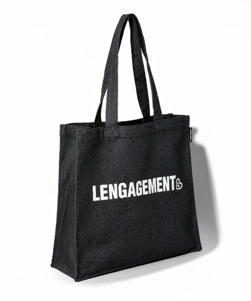 LENGAGEMENT（ランガージュマン）の「ストーリー ロゴ デニム ショッパーバッグ [ブラック]（エコバッグ/サブバッグ・レディース・その他・FREE）」の2枚目の写真