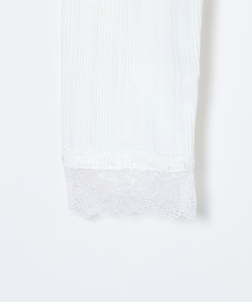 JEANASIS(ジーナシス)の「レースリブギャザーLS TEE/1067537(Tシャツ/カットソー・レディース・ホワイト/ブラック/カーキ系・FREE)」の7枚目の写真