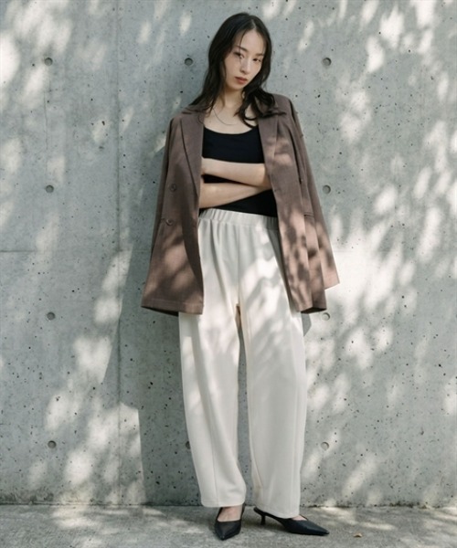 Soiunique（スワユニーク）の「カットジョーゼットゆったりテーパードパンツ［Soiunique］（その他パンツ・レディース・ダークネイビー/アイボリー/ブラック・LL/M/L）」の5枚目の写真