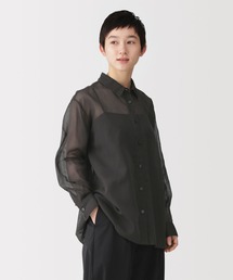 婦人 強撚シアー 長袖シャツ